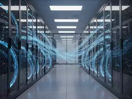 Moderner Serverraum mit leuchtenden Glasfaserkabeln, die Deutschlands digitales Infrastrukturprojekt symbolisieren. - Foto: über boerse-global.de
