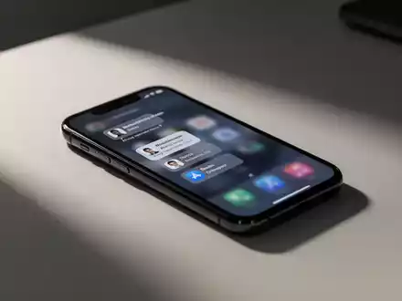 Ein Smartphone auf einem minimalistischen Schreibtisch, das die psychologische Belastung durch digitale Benachrichtigungen symbolisiert. - Foto: über boerse-global.de