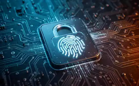 Abstrakte Darstellung von Cybersicherheit mit einem biometrischen Schloss-Symbol auf einer digitalen Leiterplatte. - Foto: über boerse-global.de