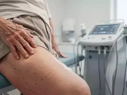 Nahaufnahme einer Person in einer modernen physiotherapeutischen Praxis, Fokus auf medizinische Rehabilitation. - Foto: über boerse-global.de