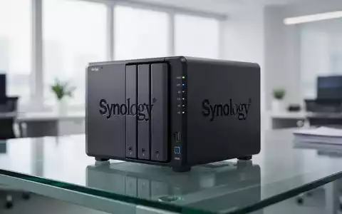 Ein Synology NAS-System auf einem modernen Schreibtisch in einem hellen Büro. - Foto: über boerse-global.de