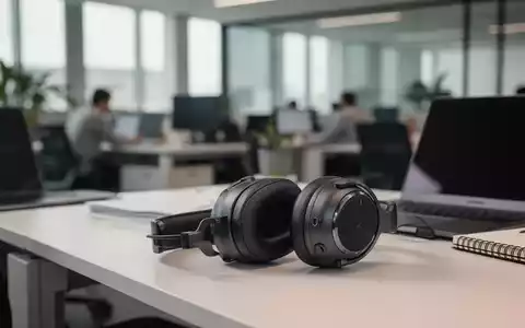 Noise-canceling Kopfhörer auf einem modernen Schreibtisch in einem Büro als Symbol für Konzentration und Ruhe. - Foto: über boerse-global.de