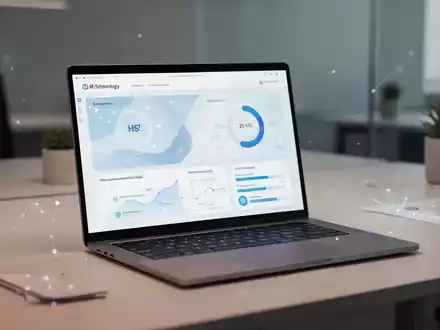 Moderner Arbeitsplatz mit Laptop, der ein digitales Dashboard für Personalverwaltung und HR-Prozesse anzeigt. - Foto: über boerse-global.de