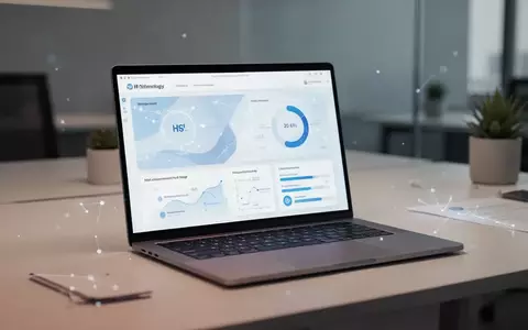 Moderner Arbeitsplatz mit Laptop, der ein digitales Dashboard für Personalverwaltung und HR-Prozesse anzeigt. - Foto: über boerse-global.de