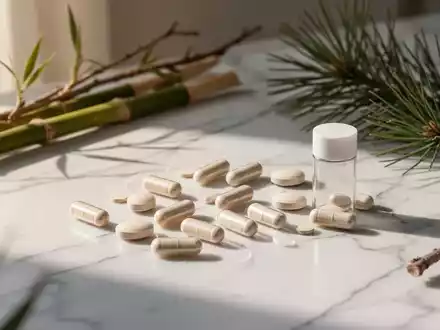 Hochwertige Beauty-Supplemente und pflanzliche Inhaltsstoffe in einer ästhetischen, hellen Produktpräsentation. - Foto: über boerse-global.de