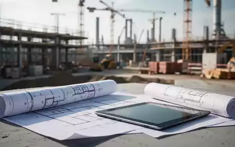 Baupläne und ein Tablet auf einer Baustelle als Symbol für die Interessen mittelständischer Unternehmen bei Bauaufträgen. - Foto: über boerse-global.de