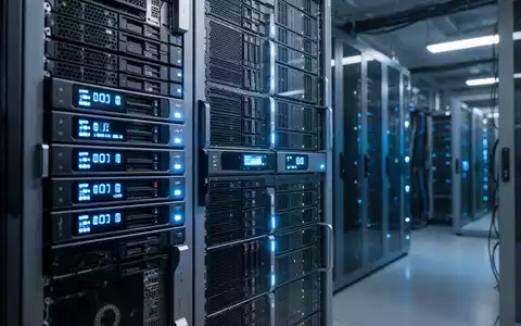 Moderne Enterprise-Bandbibliothek in einem Rechenzentrum mit blauer Beleuchtung für KI-Datenverarbeitung. - Foto: über boerse-global.de