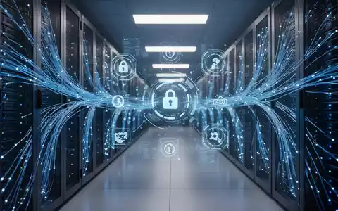 Moderner Serverraum mit holografischer Schnittstelle für Datenfluss und KI-Compliance. - Foto: über boerse-global.de