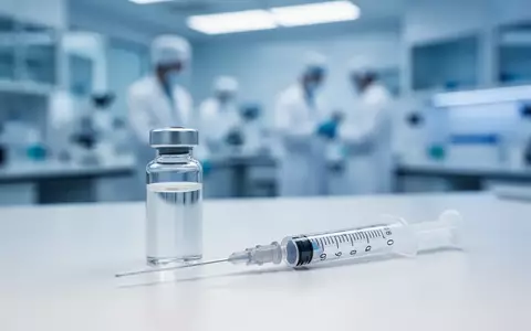 Eine medizinische Ampulle und eine Spritze auf einem sauberen, sterilen Labortisch in einer modernen Klinik. - Foto: über boerse-global.de