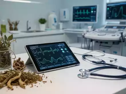 Moderne Arztpraxis mit einer Kombination aus traditionellen Heilpflanzen und digitaler Medizintechnik. - Foto: über boerse-global.de
