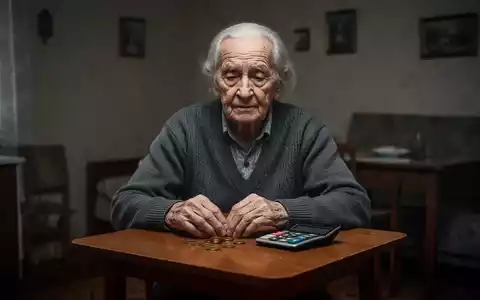 Eine ältere Person sitzt nachdenklich an einem Tisch mit wenigen Münzen und einem Taschenrechner als Symbol für Altersarmut. - Foto: über boerse-global.de