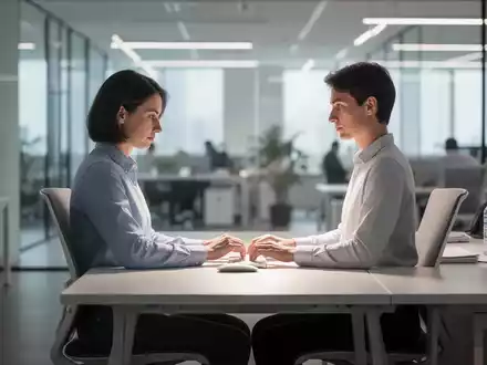 Eine Person sitzt aufrecht an einem modernen Schreibtisch in einer hellen Büroumgebung zur Veranschaulichung ergonomischer Arbeit. - Foto: über boerse-global.de