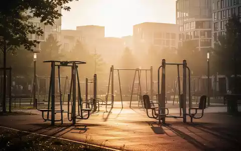 Hitzeflimmern über einem leeren öffentlichen Park mit Sportgeräten während einer sommerlichen Hitzewelle. - Foto: über boerse-global.de