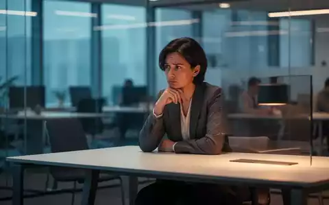 Eine nachdenkliche Person an einem modernen Schreibtisch in einer Büroatmosphäre, die psychische Belastung am Arbeitsplatz symbolisiert. - Foto: über boerse-global.de