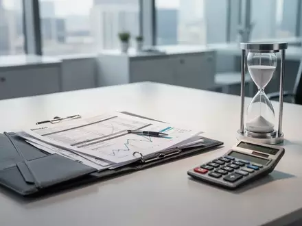 Ein Schreibtisch mit Finanzunterlagen, Taschenrechner und einer Sanduhr als Symbol für die neue Grundsicherung. - Foto: über boerse-global.de