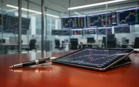 Ein moderner Büroarbeitsplatz mit Finanzdiagrammen auf Bildschirmen im Hintergrund, die steigende und fallende Kurse zeigen. - Foto: über boerse-global.de