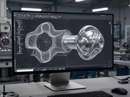Ein Computerbildschirm zeigt den Übergang von einem komplexen 3D-Scan zu einem präzisen parametrischen CAD-Modell. - Foto: über boerse-global.de