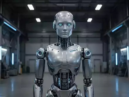 Ein hochmoderner humanoider Roboter steht in einer technologisch anspruchsvollen Industrieumgebung. - Foto: über boerse-global.de