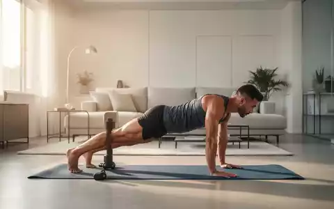 Eine Person führt in einem modernen Wohnzimmer auf einer Yogamatte körpergewichtsorientierte Fitnessübungen durch. - Foto: über boerse-global.de