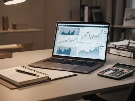 Ein aufgeräumter Schreibtisch mit Laptop, Notizbuch und Taschenrechner als Symbol für finanzielle Rahmenbedingungen. - Foto: über boerse-global.de