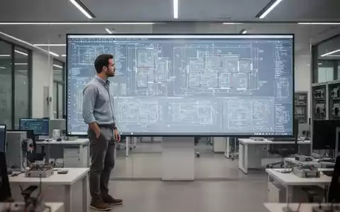 Ein Ingenieur betrachtet an einem modernen Arbeitsplatz komplexe elektrische Schaltpläne für ein Gebäudemanagement-Projekt. - Foto: über boerse-global.de