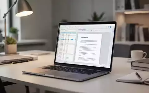 Ein moderner, aufgeräumter Homeoffice-Schreibtisch mit Laptop, auf dem professionelle Produktivitätssoftware läuft. - Foto: über boerse-global.de