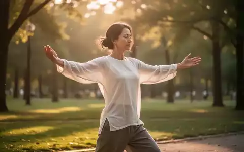 Eine Person praktiziert Qi Gong bei sanftem Licht in einem Park zur Förderung der mentalen Entspannung. - Foto: über boerse-global.de