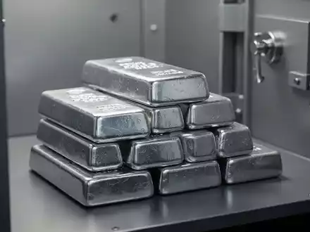 Gestapelte Silberbarren in einem Tresorraum als Symbol für den Silber-ETF - Foto: über boerse-global.de