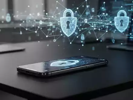 Ein modernes Smartphone auf einem Schreibtisch mit einer angedeuteten digitalen Netzwerkgrafik im Hintergrund. - Foto: über boerse-global.de