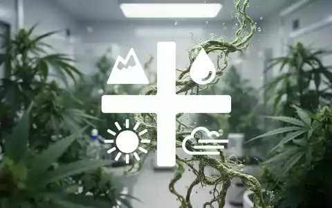 Abstrakte Darstellung einer modernen Laborumgebung mit botanischen Elementen als Symbol für die medizinische Cannabisbranche. - Foto: über boerse-global.de