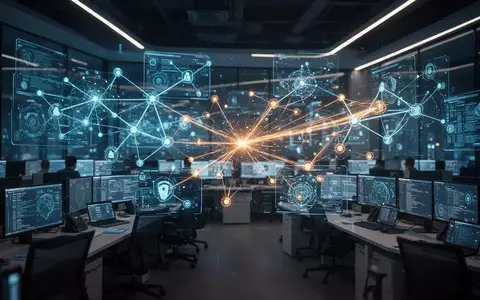 Modernes Security Operations Center mit holografischen Datenvisualisierungen und vernetzten IT-Infrastruktur-Diagrammen. - Foto: über boerse-global.de
