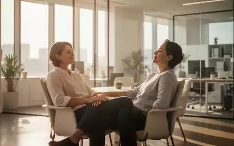 Eine entspannte Person in einem hellen, modernen Büro, die eine Atmosphäre von mentaler Ausgeglichenheit und Ruhe ausstrahlt. - Foto: über boerse-global.de