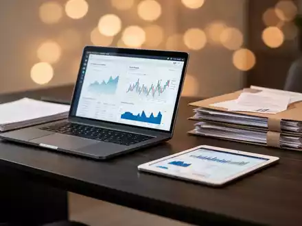 Moderner Schreibtisch mit Laptop, Tablet und geordneten Unterlagen als Symbol für digitale und steuerliche Archivierung. - Foto: über boerse-global.de