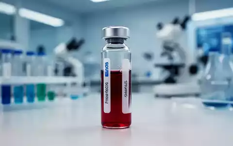 Eine medizinische Laborprobe in einem Glasröhrchen zur Alzheimer-Früherkennung vor einem verschwommenen klinischen Hintergrund. - Foto: über boerse-global.de