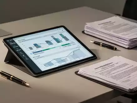 Ein moderner Schreibtisch mit digitalem Tablet für Zeiterfassung, Stift und juristischen Dokumenten in einem Büro. - Foto: über boerse-global.de