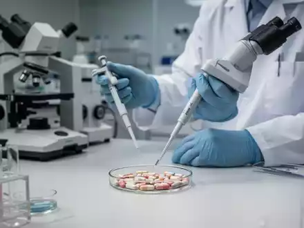 Ein Wissenschaftler analysiert Nahrungsergänzungsmittelkapseln in einem modernen Labor zur Qualitätskontrolle. - Foto: über boerse-global.de