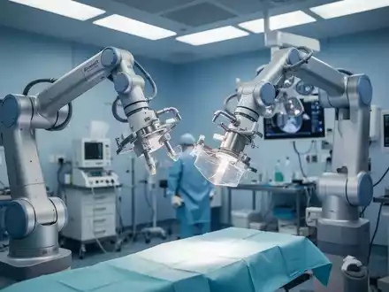 Ein moderner Operationssaal mit einem OP-Roboter zur Darstellung medizinischer Innovationen in der Orthopädie. - Foto: über boerse-global.de