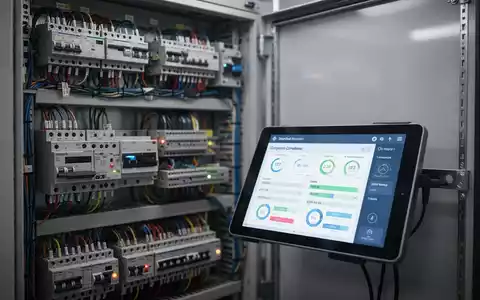 Modernes Schaltschrank-Interface mit technischer Prüfsoftware zur Überwachung der elektrischen Anlagensicherheit. - Foto: über boerse-global.de