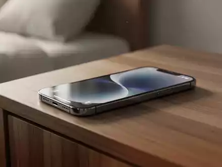 Ein modernes iPhone auf einem Nachttisch bei sanftem Morgenlicht zur Veranschaulichung der Weck- und Benachrichtigungsfunktionen. - Foto: über boerse-global.de