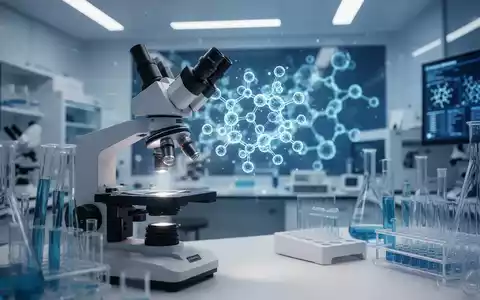 Moderne Laboreinrichtung mit einer wissenschaftlichen Visualisierung molekularer Strukturen zur immunologischen Forschung. - Foto: über boerse-global.de