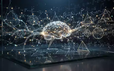 Abstrakte Visualisierung eines neuronalen Netzes, das mit komplexen mathematischen Gleichungen auf einer dunklen Oberfläche verschmilzt. - Foto: über boerse-global.de