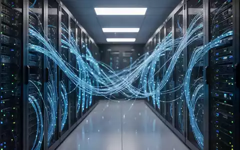 Leuchtende Glasfaserkabel in einem sicheren Serverraum, die fortschrittliche KI-Sicherheit und Dateninfrastruktur reprĂ€sentieren. - Foto: ĂŒber boerse-global.de