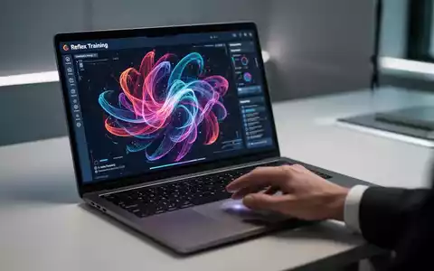 Ein moderner Laptop-Bildschirm zeigt eine digitale Benutzeroberfläche für reflexbasiertes kognitives Training. - Foto: über boerse-global.de
