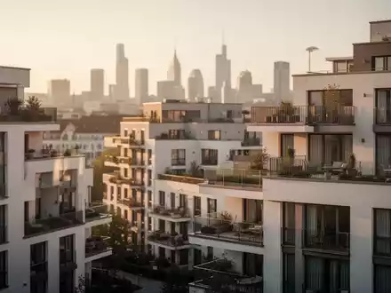 Moderne Wohnimmobilienanlage in einer deutschen Stadt bei Sonnenuntergang als Symbol für Immobilienbewertungen. - Foto: über boerse-global.de