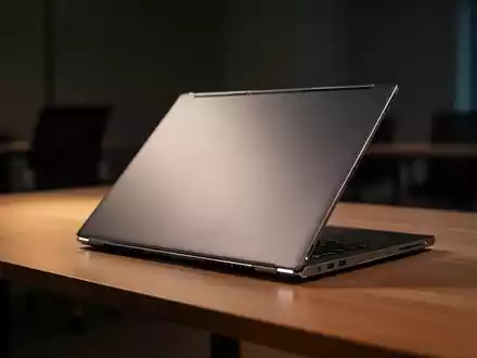 Ein schlankes, geschlossenes Aluminium-Laptop auf einem minimalistischen Schreibtisch, das den Wandel der Computerhardware symbolisiert. - Foto: über boerse-global.de