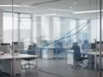 Abstrakte Datenvisualisierung von Gehaltskurven in einem modernen, hellen Bürogebäude. - Foto: über boerse-global.de