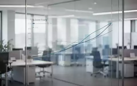 Abstrakte Datenvisualisierung von Gehaltskurven in einem modernen, hellen Bürogebäude. - Foto: über boerse-global.de