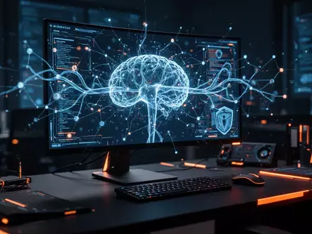 Abstraktes, blau beleuchtetes Terminal mit komplexen Datenströmen und digitalen Sicherheitsrisiken auf einem Computerbildschirm. - Foto: über boerse-global.de