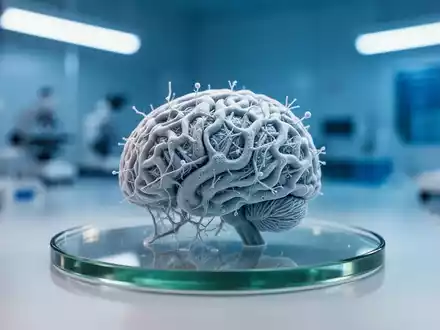 Mikroskopische Aufnahme eines 3D-Hirngewebemodells in einer Laborumgebung zur Alzheimer-Forschung. - Foto: über boerse-global.de