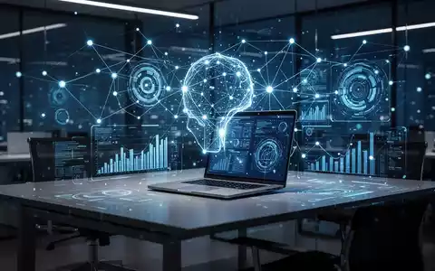 Ein moderner Büroarbeitsplatz mit digitaler Datenvisualisierung, die den Einsatz von Künstlicher Intelligenz symbolisiert. - Foto: über boerse-global.de